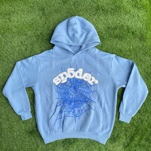Spyder Blue Hoodie with Web Design